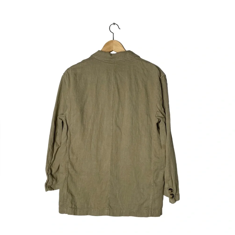 ZARA Green Linen Blend Button Blazer Jacket Women's Small - Picture 4 of 9
